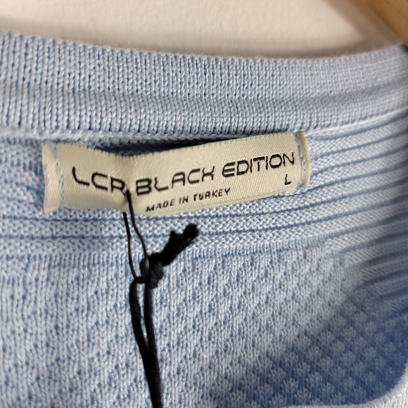 New LCR Black Edition Textured Ribbed Waffle Knit Short Sleeve Polo Shirt - Picture 6 of 8